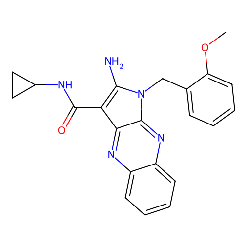 2-amino-N-cyclopropyl-1-(2-methoxybenzyl)-1H-pyrrolo[2,3-b]quinoxaline-3-carboxamide structure