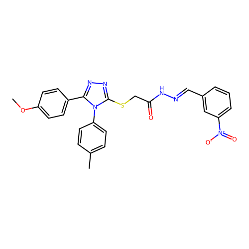 2-{[5-(4-methoxyphenyl)-4-(4-methylphenyl)-4H-1,2,4-triazol-3-yl]sulfanyl}-N'-[(E)-(3-nitrophenyl)methylidene]acetohydrazide structure