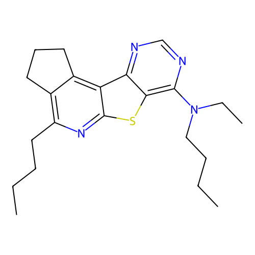 N,4-dibutyl-N-ethyl-2,3-dihydro-1H-cyclopenta[4',5']pyrido[3',2':4,5]thieno[3,2-d]pyrimidin-7-amine structure