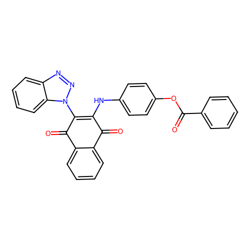 [4-[(3-benzotriazol-1-yl-1,4-dioxo-naphthalen-2-yl)amino]phenyl] Benzoate structure