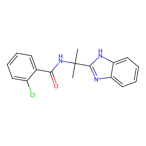 N-[2-(1H-benzimidazol-2-yl)propan-2-yl]-2-chlorobenzamide structure