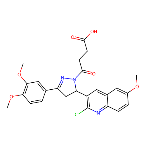 4-(5-(2-chloro-6-methoxyquinolin-3-yl)-3-(3,4-dimethoxyphenyl)-4,5-dihydro-1H-pyrazol-1-yl)-4-oxobutanoic acid structure