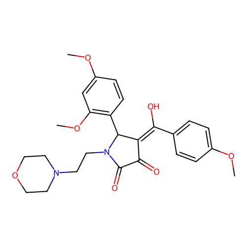 (4E)-5-(2,4-dimethoxyphenyl)-4-[hydroxy-(4-methoxyphenyl)methylidene]-1-(2-morpholin-4-ylethyl)pyrrolidine-2,3-dione structure