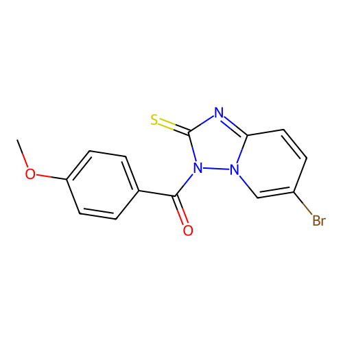 (6-bromo-2-thioxo-[1,2,4]triazolo[1,5-a]pyridin-3(2H)-yl)(4-methoxyphenyl)methanone structure