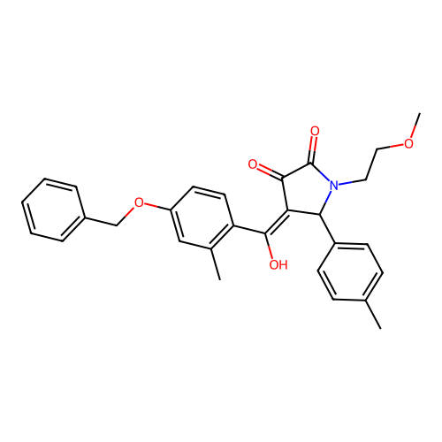 (4E)-4-[hydroxy-(2-methyl-4-phenylmethoxyphenyl)methylidene]-1-(2-methoxyethyl)-5-(4-methylphenyl)pyrrolidine-2,3-dione structure