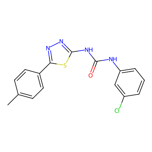 1-(3-chlorophenyl)-3-(5-(p-tolyl)-1,3,4-thiadiazol-2-yl)urea structure