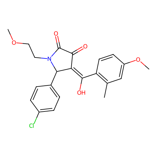 (4E)-5-(4-chlorophenyl)-4-[hydroxy(4-methoxy-2-methylphenyl)methylidene]-1-(2-methoxyethyl)pyrrolidine-2,3-dione structure