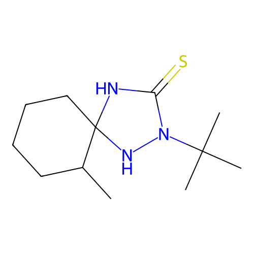 2-Tert-butyl-6-methyl-1,2,4-triazaspiro[4.5]decane-3-thione structure