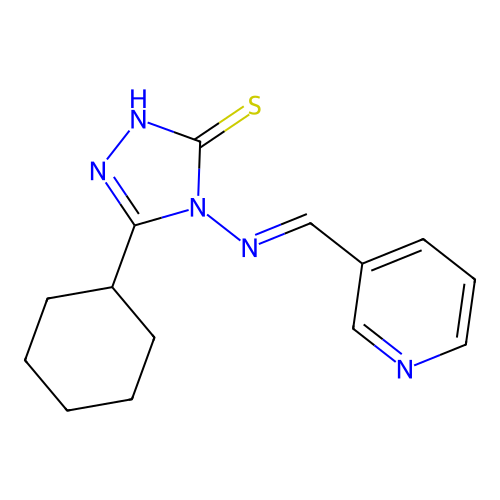 5-cyclohexyl-4-[(3-pyridinylmethylene)amino]-4H-1,2,4-triazole-3-thiol structure