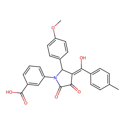 3-[(3E)-3-[hydroxy(4-methylphenyl)methylidene]-2-(4-methoxyphenyl)-4,5-dioxopyrrolidin-1-yl]benzoic acid structure