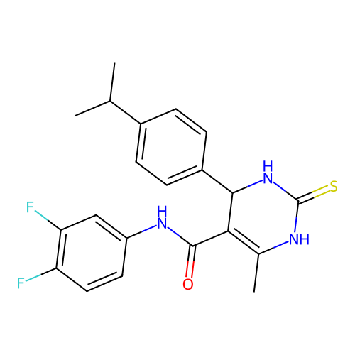 N-(3,4-difluorophenyl)-4-(4-isopropylphenyl)-6-methyl-2-thioxo-1,2,3,4-tetrahydropyrimidine-5-carboxamide structure