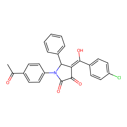 1-(4-acetylphenyl)-4-[(4-chlorophenyl)-hydroxy-methylidene]-5-phenyl-pyrrolidine-2,3-dione structure