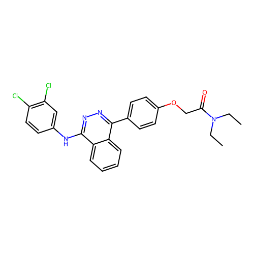 2-(4-{4-[(3,4-dichlorophenyl)amino]phthalazin-1-yl}phenoxy)-N,N-diethylacetamide structure