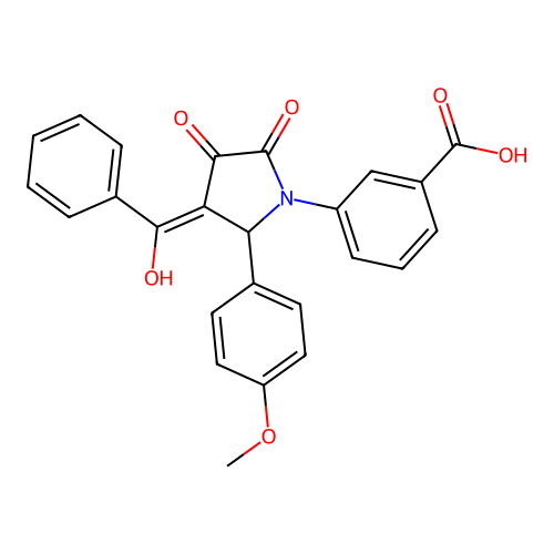 3-[(3E)-3-[hydroxy(phenyl)methylidene]-2-(4-methoxyphenyl)-4,5-dioxopyrrolidin-1-yl]benzoic acid structure