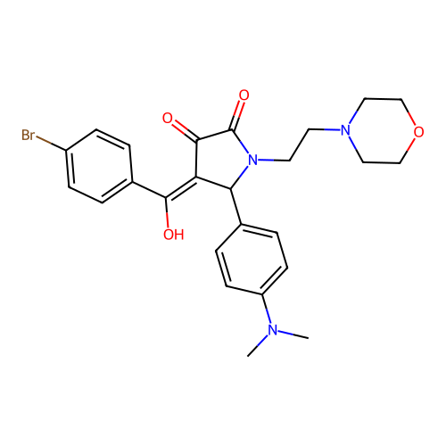 (4E)-4-[(4-bromophenyl)-hydroxymethylidene]-5-(4-dimethylaminophenyl)-1-(2-morpholin-4-ylethyl)pyrrolidine-2,3-dione structure