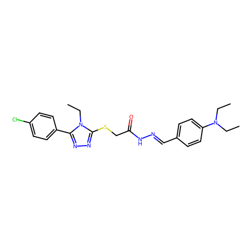 2-{[5-(4-chlorophenyl)-4-ethyl-4H-1,2,4-triazol-3-yl]sulfanyl}-N'-{(E)-[4-(diethylamino)phenyl]methylidene}acetohydrazide structure