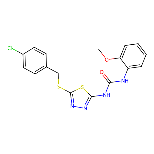 1-(5-((4-chlorobenzyl)thio)-1,3,4-thiadiazol-2-yl)-3-(2-methoxyphenyl)urea structure