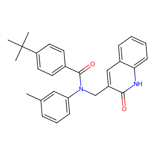 4-tert-butyl-N-(3-methylphenyl)-N-[(2-oxo-1H-quinolin-3-yl)methyl]benzamide structure