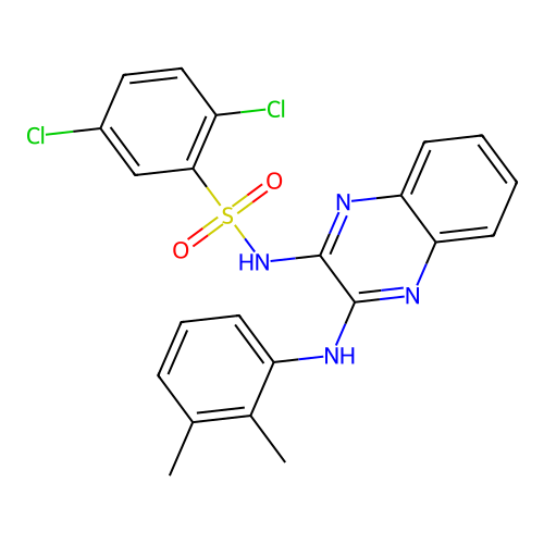 2,5-dichloro-N-(3-((2,3-dimethylphenyl)amino)quinoxalin-2-yl)benzenesulfonamide structure