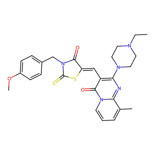 2-(4-ETHYL-1-PIPERAZINYL)-3-{(Z)-[3-(4-METHOXYBENZYL)-4-OXO-2-THIOXO-1,3-THIAZOLIDIN-5-YLIDENE]METHYL}-9-METHYL-4H-PYRIDO[1,2-A]PYRIMIDIN-4-ONE structure
