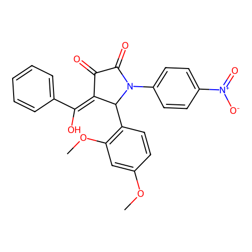 4-benzoyl-5-(2,4-dimethoxyphenyl)-3-hydroxy-1-(4-nitrophenyl)-1H-pyrrol-2(5H)-one structure