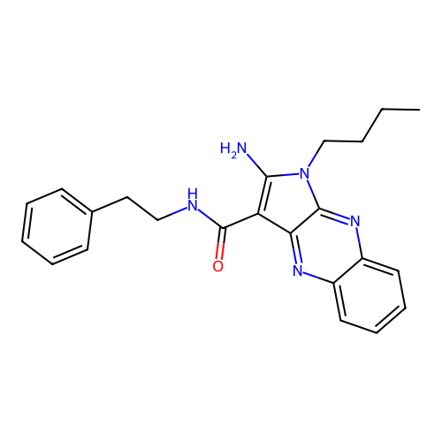 2-amino-1-butyl-N-(2-phenylethyl)-1H-pyrrolo[2,3-b]quinoxaline-3-carboxamide structure