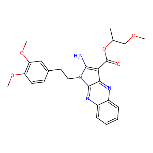 1-methoxypropan-2-yl 2-amino-1-(3,4-dimethoxyphenethyl)-1H-pyrrolo[2,3-b]quinoxaline-3-carboxylate structure