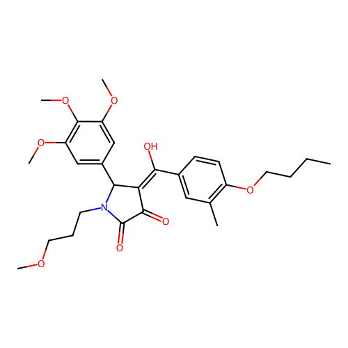 (4E)-4-[(4-butoxy-3-methylphenyl)(hydroxy)methylidene]-1-(3-methoxypropyl)-5-(3,4,5-trimethoxyphenyl)pyrrolidine-2,3-dione structure