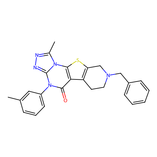 8-benzyl-1-methyl-4-(3-methylphenyl)-6,7,8,9-tetrahydropyrido[4',3':4,5]thieno[3,2-e][1,2,4]triazolo[4,3-a]pyrimidin-5(4H)-one structure