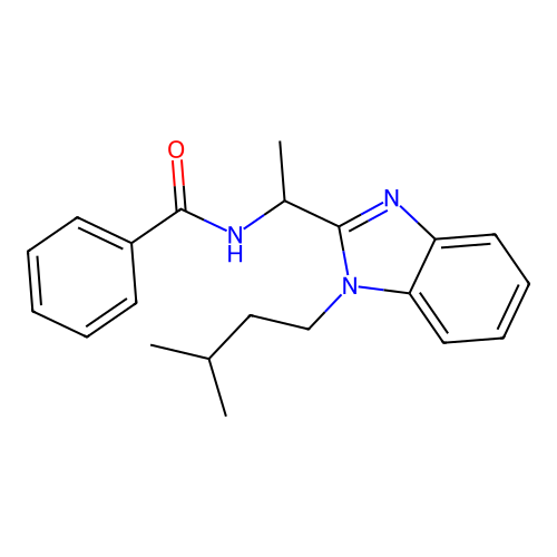 N-{1-[1-(3-methylbutyl)-1H-benzimidazol-2-yl]ethyl}benzamide structure