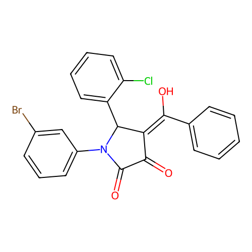 (4E)-1-(3-bromophenyl)-5-(2-chlorophenyl)-4-[hydroxy(phenyl)methylidene]pyrrolidine-2,3-dione structure
