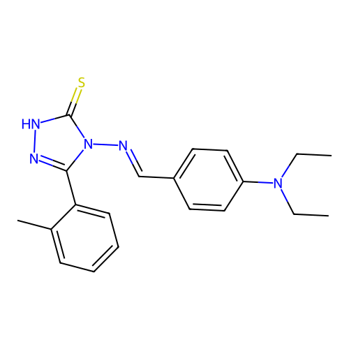 4-[(E)-[4-(diethylamino)phenyl]methylideneamino]-3-(2-methylphenyl)-1H-1,2,4-triazole-5-thione structure