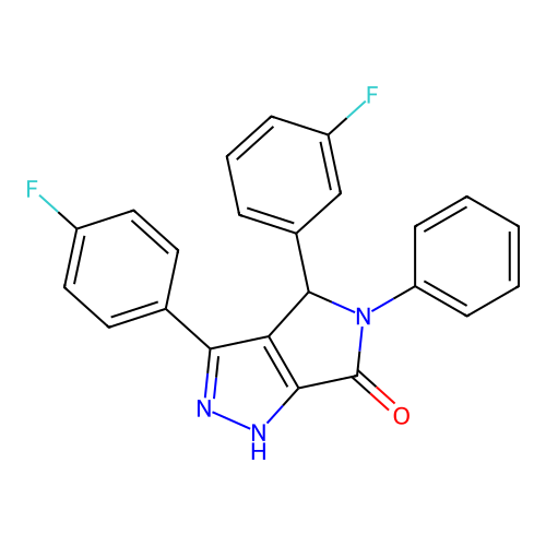 4-(3-fluorophenyl)-3-(4-fluorophenyl)-5-phenyl-4,5-dihydropyrrolo[3,4-c]pyrazol-6(1H)-one structure
