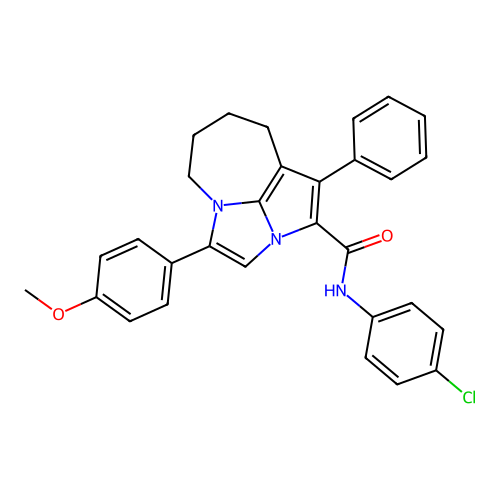 N-(4-chlorophenyl)-4-(4-methoxyphenyl)-1-phenyl-5,6,7,8-tetrahydro-2a,4a-diazacyclopenta[cd]azulene-2-carboxamide structure