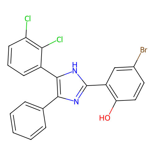 4-bromo-2-[5-(2,3-dichlorophenyl)-4-phenyl-1H-imidazol-2-yl]phenol structure