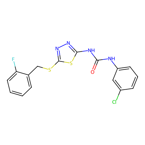 1-(3-Chlorophenyl)-3-{5-[(2-fluorobenzyl)sulfanyl]-1,3,4-thiadiazol-2-yl}urea structure