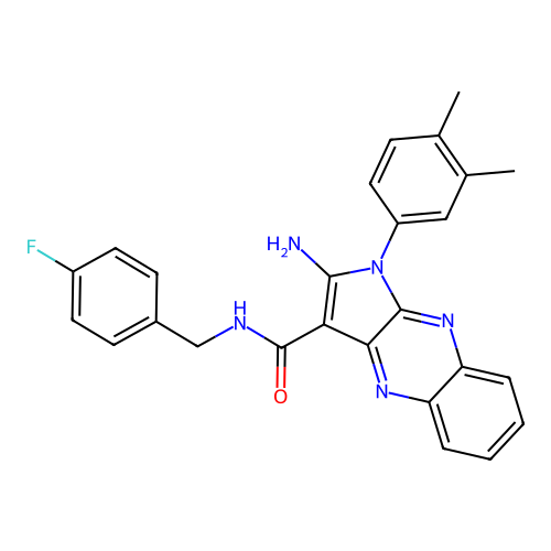 2-amino-1-(3,4-dimethylphenyl)-N-(4-fluorobenzyl)-1H-pyrrolo[2,3-b]quinoxaline-3-carboxamide structure