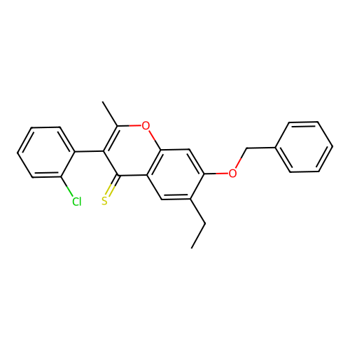 7-(benzyloxy)-3-(2-chlorophenyl)-6-ethyl-2-methyl-4H-chromene-4-thione structure