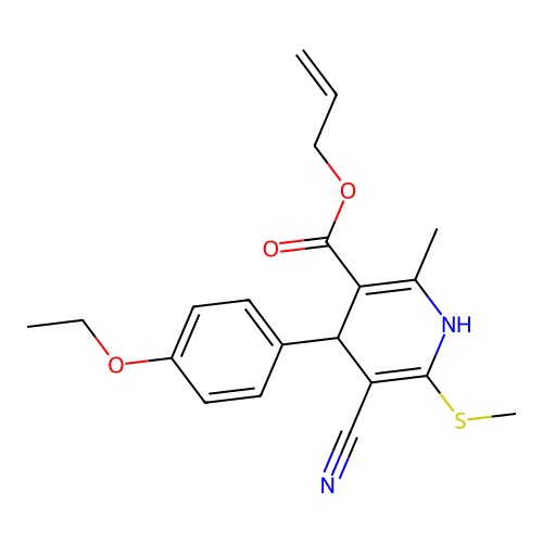 allyl 5-cyano-4-(4-ethoxyphenyl)-2-methyl-6-(methylthio)-1,4-dihydropyridine-3-carboxylate structure