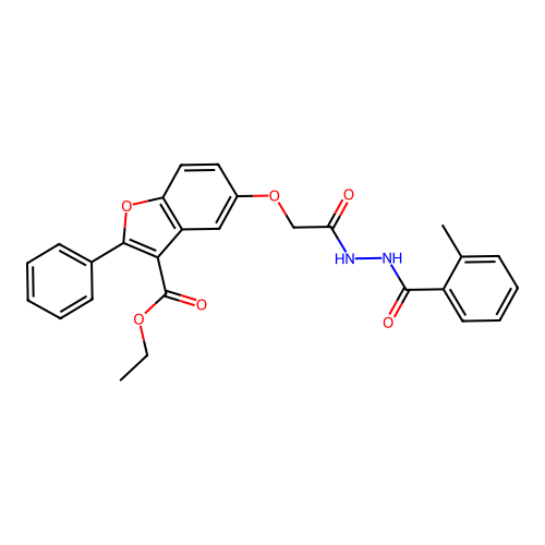 ethyl 5-(2-(2-(2-methylbenzoyl)hydrazinyl)-2-oxoethoxy)-2-phenylbenzofuran-3-carboxylate structure