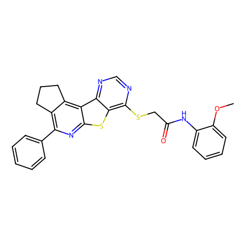 N-(2-methoxyphenyl)-2-((4-phenyl-2,3-dihydro-1H-cyclopenta[4',5']pyrido[3',2':4,5]thieno[3,2-d]pyrimidin-7-yl)thio)acetamide structure