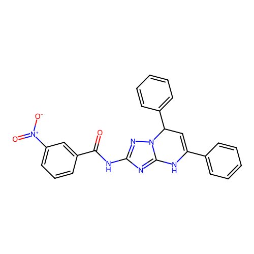 N-(2,4-diphenyl-1,5,7,9-tetrazabicyclo[4.3.0]nona-3,5,7-trien-8-yl)-3-nitro-benzamide structure