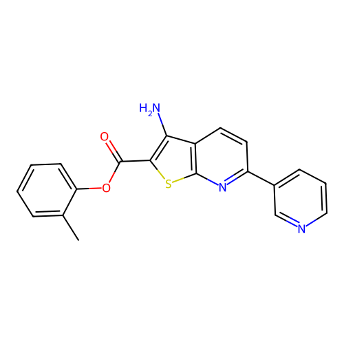 2-Methylphenyl 3-amino-6-(pyridin-3-yl)thieno[2,3-b]pyridine-2-carboxylate structure