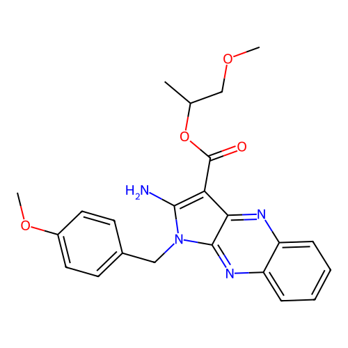 1-methoxypropan-2-yl 2-amino-1-(4-methoxybenzyl)-1H-pyrrolo[2,3-b]quinoxaline-3-carboxylate structure