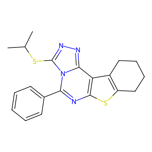 3-(isopropylthio)-5-phenyl-8,9,10,11-tetrahydrobenzo[4,5]thieno[3,2-e][1,2,4]triazolo[4,3-c]pyrimidine structure