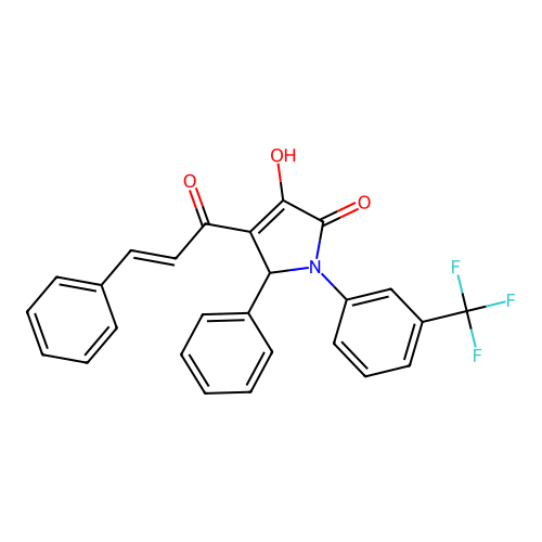 3-hydroxy-5-phenyl-4-(3-phenylprop-2-enoyl)-1-[3-(trifluoromethyl)phenyl]-5H-pyrrol-2-one structure