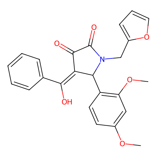 (4E)-5-(2,4-dimethoxyphenyl)-1-(furan-2-ylmethyl)-4-[hydroxy(phenyl)methylidene]pyrrolidine-2,3-dione structure