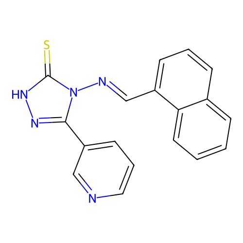 4-[(E)-naphthalen-1-ylmethylideneamino]-3-pyridin-3-yl-1H-1,2,4-triazole-5-thione structure