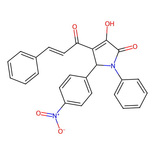 4-cinnamoyl-3-hydroxy-5-(4-nitrophenyl)-1-phenyl-1H-pyrrol-2(5H)-one structure