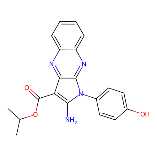 isopropyl 2-amino-1-(4-hydroxyphenyl)-1H-pyrrolo[2,3-b]quinoxaline-3-carboxylate structure